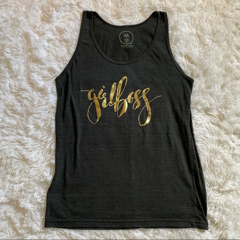 GIRLBOSS 🌟 gold script tank top